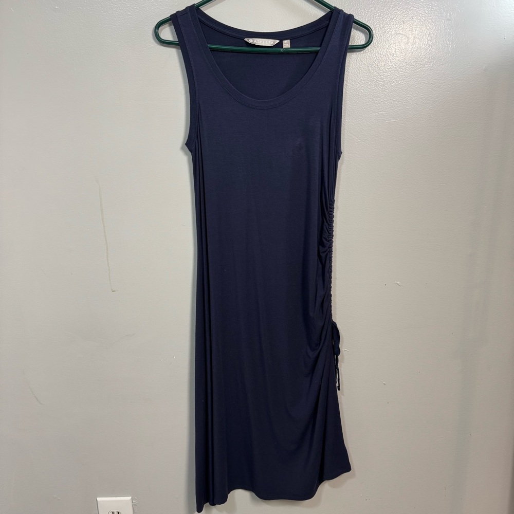 ATHLETA Navy Blue Sleeveless Side-Gather T-Shirt Dress Size XS